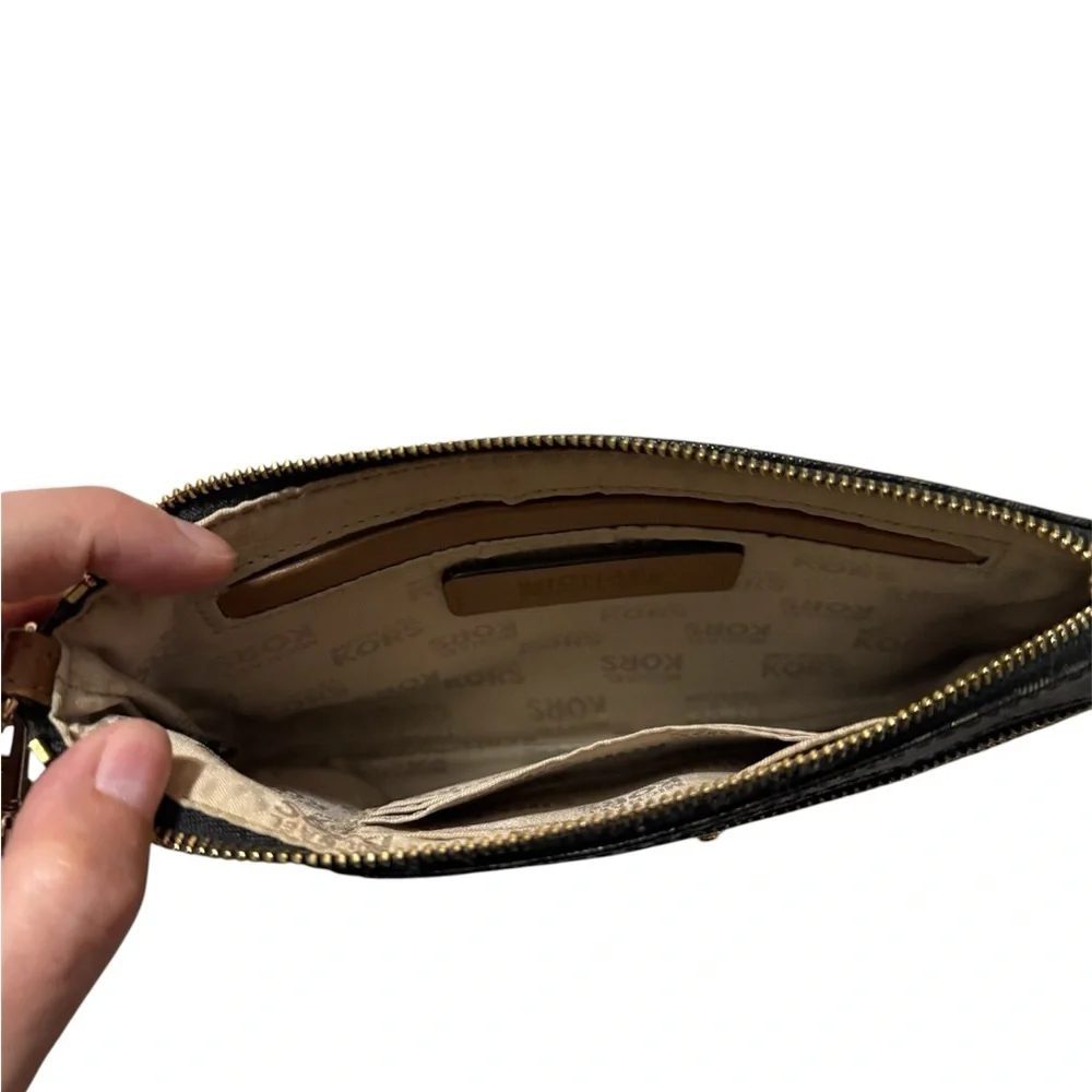 Michael Kors Tan and‎ Brown Clutch with Gold Hardware